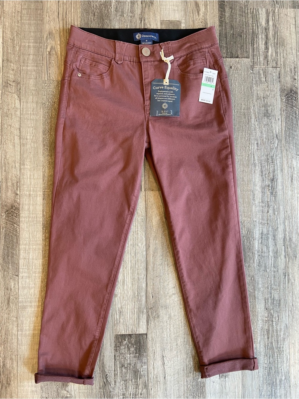 NWT Democracy AbSolution Ankle Skimmer Pants Trousers Mauve Rose Women's Size 8